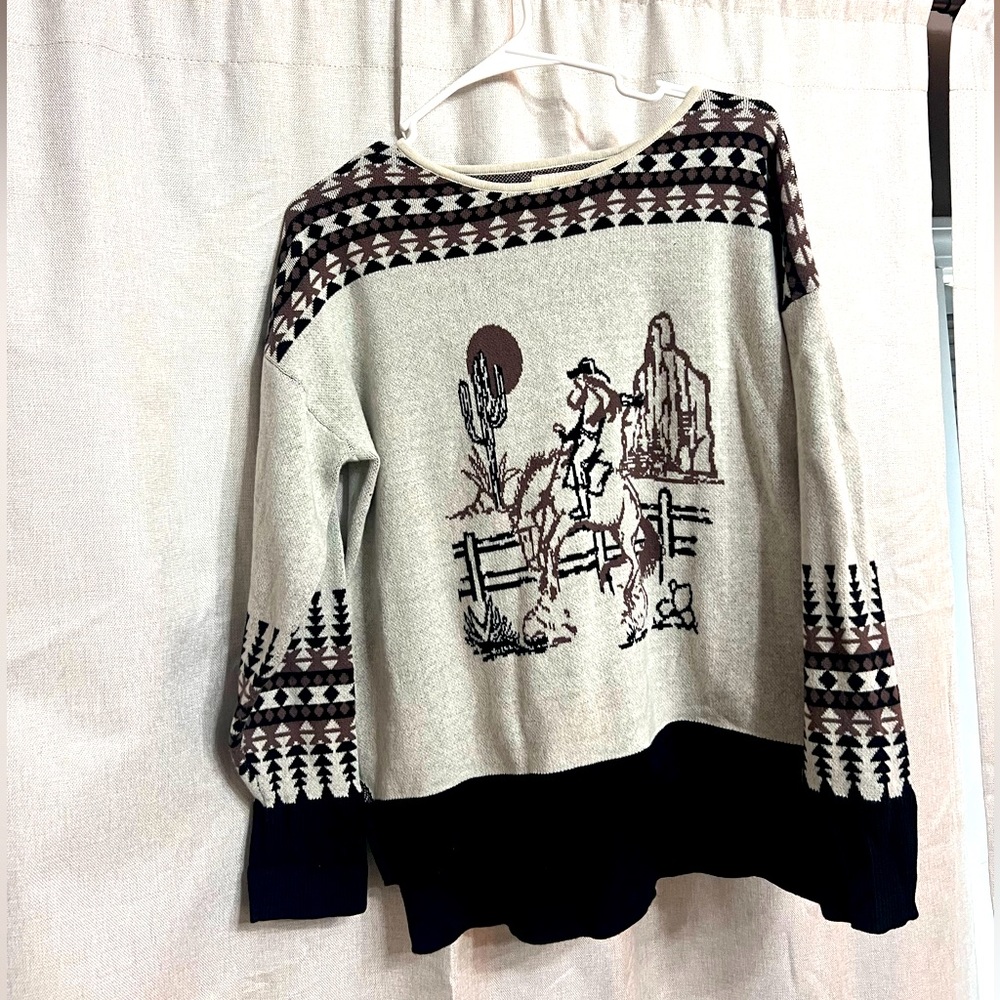Western bucking horse sweater